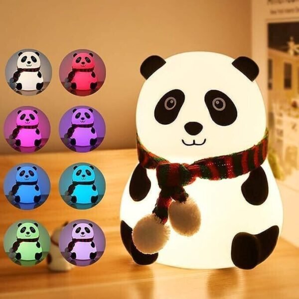 IDOLESHOP Panda Night Lamp – 7 Color Glow Silicone Light (13 cm, Multicolor)