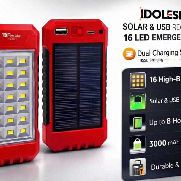IDOLESHOP Mini Power Bank Cum 21 Hi-Bright LED Rechargeable Solar Light (Red)