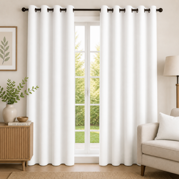 IDOLESHOP 274.5 cm (9 ft) Long Door Polyester Semi-Transparent Curtain with Eyelets (Pack of 2, White)