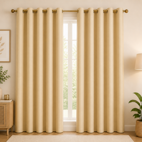 IDOLESHOP 213.5 cm (7 ft) Door Polyester Semi-Transparent Curtain with Eyelets (Pack of 2, Beige)
