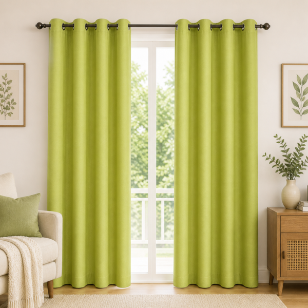 IDOLESHOP 274.5 cm (9 ft) Long Door Polyester Semi-Transparent Curtains – Pack of 2 | Light Green Elegant Curtains with Eyelets