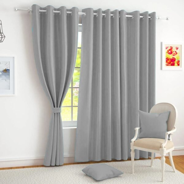 IDOLESHOP 213.5 cm (7 ft) Polyester Semi-Transparent Door Curtains (Pack of 2) – Elegant Light Filtering Drapes with Eyelet Design for Living Room & Bedroom