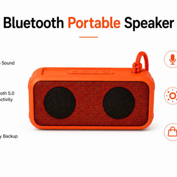FIRSTLIKE Dual Driver Portable Wireless Bluetooth Speaker | Powerful Stereo Sound, Deep Bass & Rechargeable Outdoor Speaker (Red)