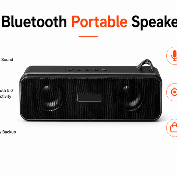 FIRSTLIKE Premium Dual Driver Wireless Bluetooth Speaker | Powerful Stereo Sound, Deep Bass & Rechargeable Portable Speaker (Black)