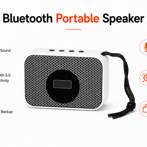 FIRSTLIKE Mini Portable Wireless Bluetooth Speaker | Compact Stereo Sound, Rechargeable Battery & Carry Strap Speaker (White)