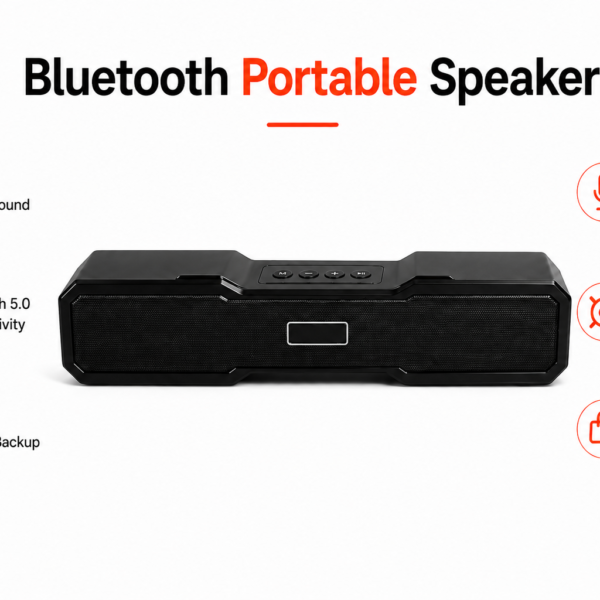 FIRSTLIKE Wireless Bluetooth Soundbar Speaker | Powerful Stereo Sound, Deep Bass & Rechargeable Portable Sound System (Black)