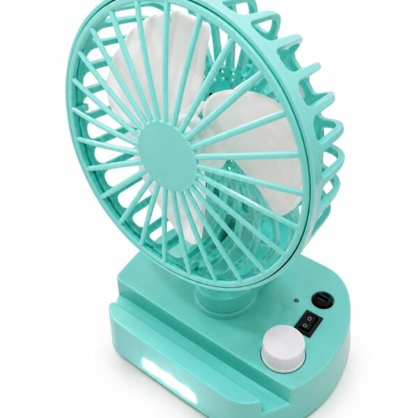 IDOLESHOP Rechargeable Mini Desktop Fan with 7-Speed Control, Emergency LED Light, Mobile Stand & Pen Holder | Portable USB Rechargeable Cooling Fan for Home, Office & Study Table