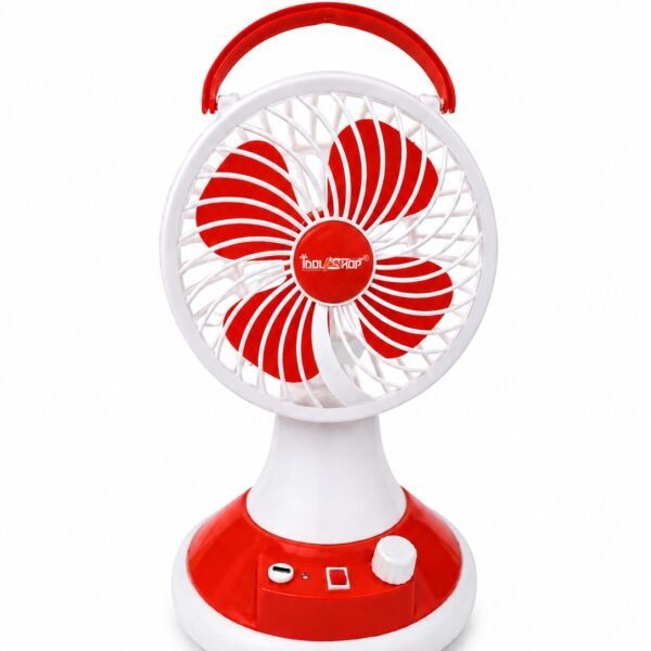 IDOLESHOP Rechargeable Portable Fan with 360° Emergency LED Light, 7-Speed Fan Controller, Type-C Fast Charging, Adjustable Handle & Long Battery Backup for Home, Office, Camping & Emergency Use